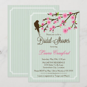 Invitation à la douche nuptiale cerise en fleurs e