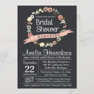 Invitation à la douche nuptiale Chalkboard avec co