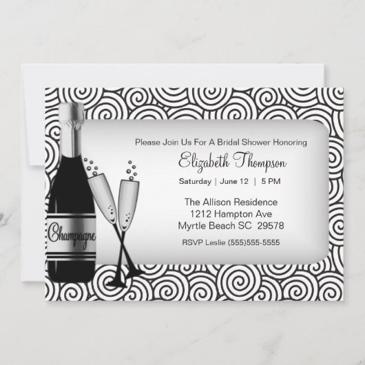 Invitation à la douche nuptiale Champagne (Devant)