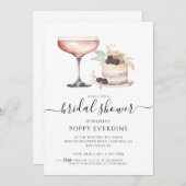 Invitation à la douche nuptiale Champagne rose (Devant / Derrière)