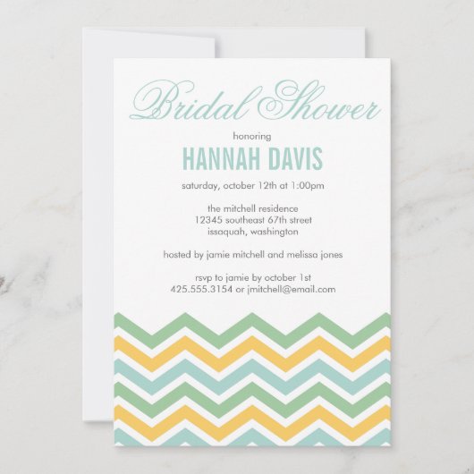 Invitation à la douche nuptiale Chevron (Devant)