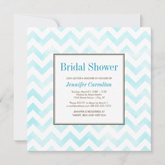 Invitation à la douche nuptiale Chevron (bleu) (Devant)