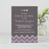 Invitation à la douche nuptiale Chevron gris et vi (Debout devant)