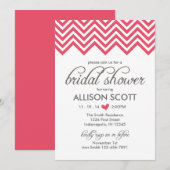 Invitation à la douche nuptiale Chevron rose (Devant / Derrière)