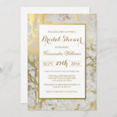 Invitation à la douche nuptiale chic en marbre et (Devant / Derrière)