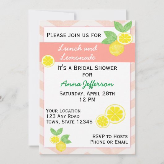 Invitation à la douche nuptiale citron (Devant)