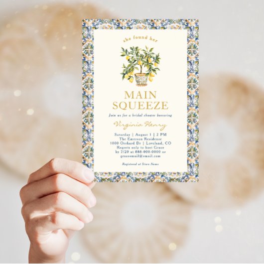 Invitation à la douche nuptiale citron