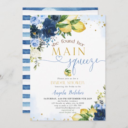 Invitation à la douche nuptiale citron (Devant / Derrière)