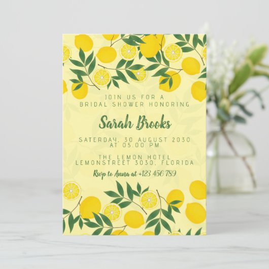 Invitation à la douche nuptiale citron (Debout devant)