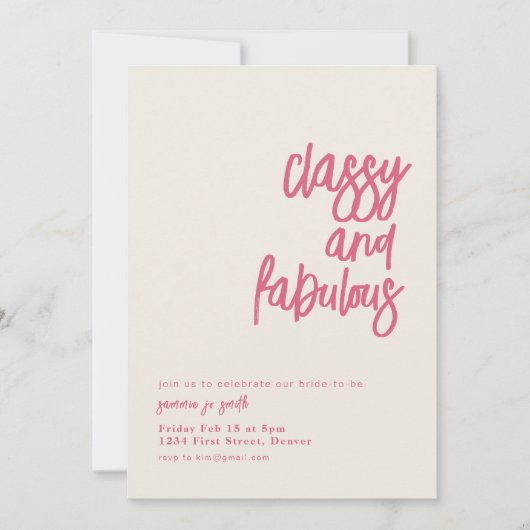 Invitation à la douche nuptiale classique et fabul (Devant)