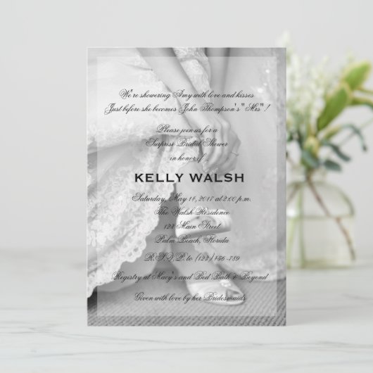 Invitation à la douche nuptiale classique noir et  (Debout devant)