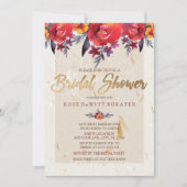 Invitation à la douche nuptiale classique rouge et (Devant)