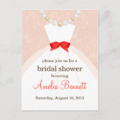 Invitation à la douche nuptiale Coral et Taupe Dam (Devant)