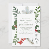 Invitation à la douche nuptiale, couronne de Noël (Devant)