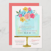 Invitation à la douche nuptiale Couture Cake - ble (Devant / Derrière)