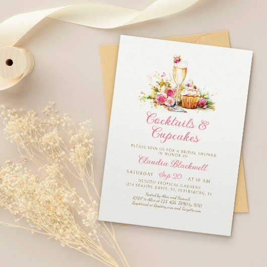 Invitation à la douche nuptiale Cupcakes Champagne
