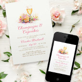 Invitation à la douche nuptiale Cupcakes Champagne