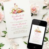 Invitation à la douche nuptiale Cupcakes Champagne