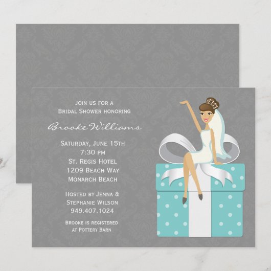 Invitation à la douche nuptiale Damask (Devant / Derrière)