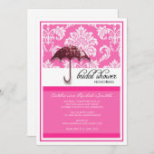 Invitation à la douche nuptiale Damask à Fuchsia (Devant / Derrière)