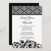 Invitation à la douche nuptiale Damask Black (Devant / Derrière)