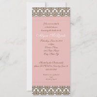invitation à la douche nuptiale damassé rose