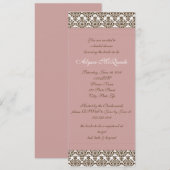 invitation à la douche nuptiale damassée rose (Devant / Derrière)