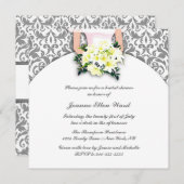 Invitation à la douche nuptiale d'argent et de jau (Devant / Derrière)