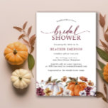 Invitation à la douche nuptiale d'automne<br><div class="desc">Invitation à la douche nuptiale d'automne. Célébrez les festivités d'automne avec des citrouilles d'aquarelle peints à la main, des fleurs d'automne bordeaux et en terre cuite, des botaniques vert et rouille de la forêt, et des scripts de calligraphie manuscrits bordeaux. Laissez-nous vous aider à faire de votre douche nuptiale une...</div>