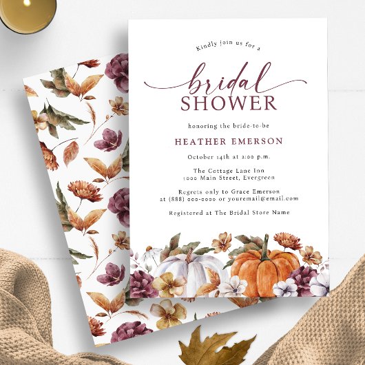Invitation à la douche nuptiale d'automne