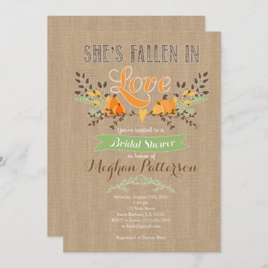 Invitation à la douche nuptiale d'automne avec Cit (Devant / Derrière)