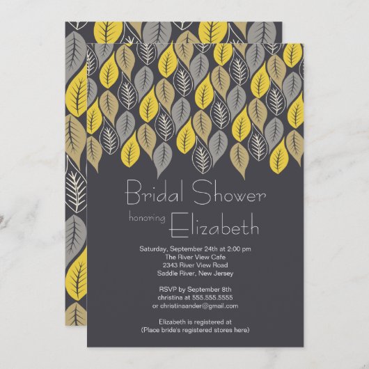 Invitation à la douche nuptiale d'automne de Leaf (Devant / Derrière)