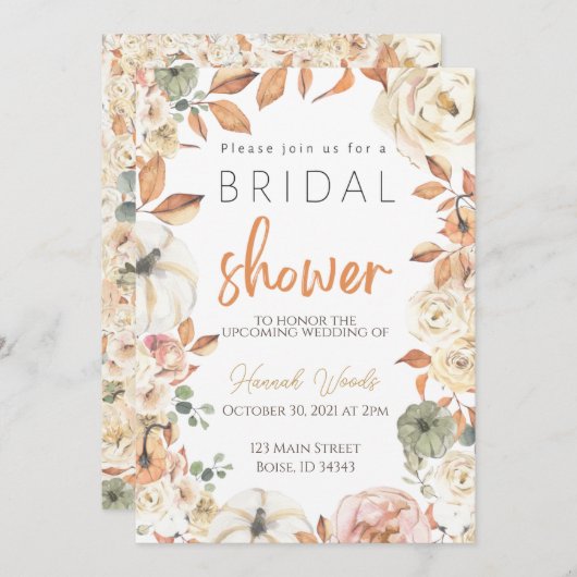 Invitation à la douche nuptiale d'automne, Mariage (Devant / Derrière)