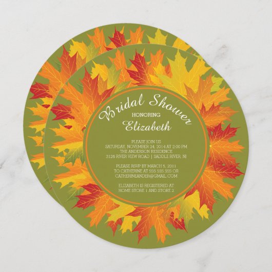 Invitation à la douche nuptiale d'automne moderne (Devant / Derrière)