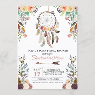 Invitation à la douche nuptiale de Boho Dream Catc