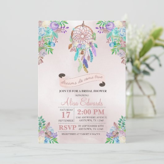 Invitation à la douche nuptiale de Boho Dreamcatch (Debout devant)
