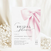 Invitation à la douche nuptiale de Bow rose modern