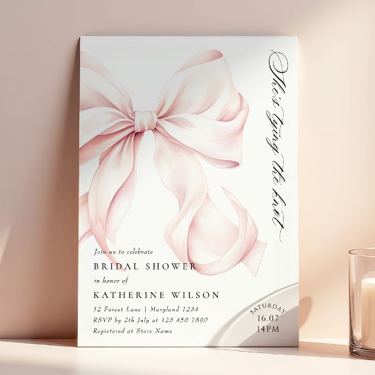 Invitation à la douche nuptiale de Bow rose modern