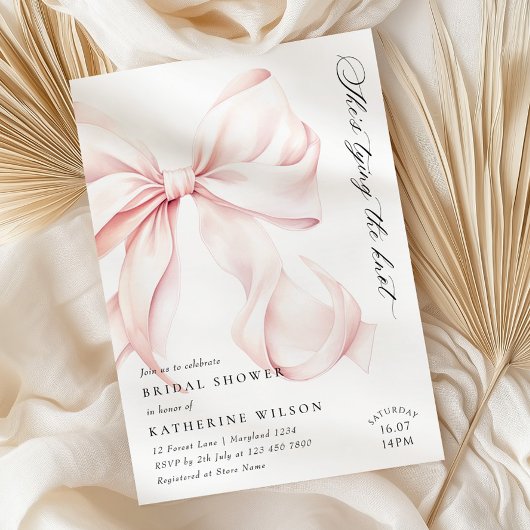 Invitation à la douche nuptiale de Bow rose modern