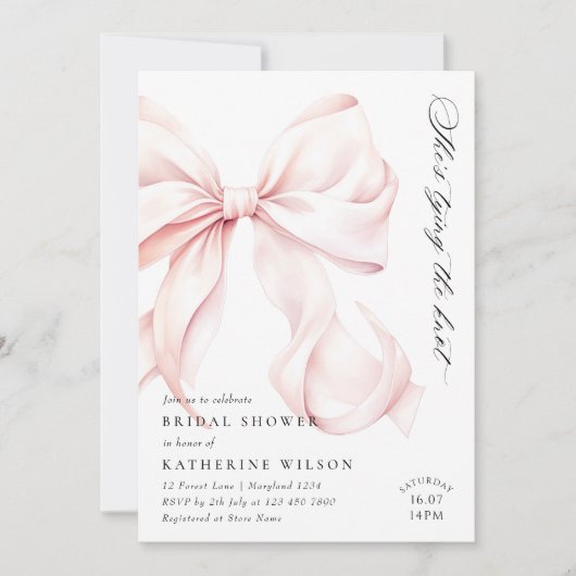 Invitation à la douche nuptiale de Bow rose modern (Devant)