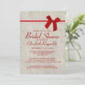Invitation à la douche nuptiale de Burlap en rouge (Debout devant)