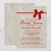 Invitation à la douche nuptiale de Burlap en rouge (Devant / Derrière)