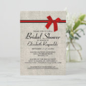 Invitation à la douche nuptiale de Burlap en rouge (Debout devant)