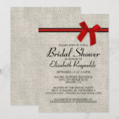 Invitation à la douche nuptiale de Burlap en rouge (Devant / Derrière)