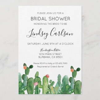 Invitation à la douche nuptiale de Cactus