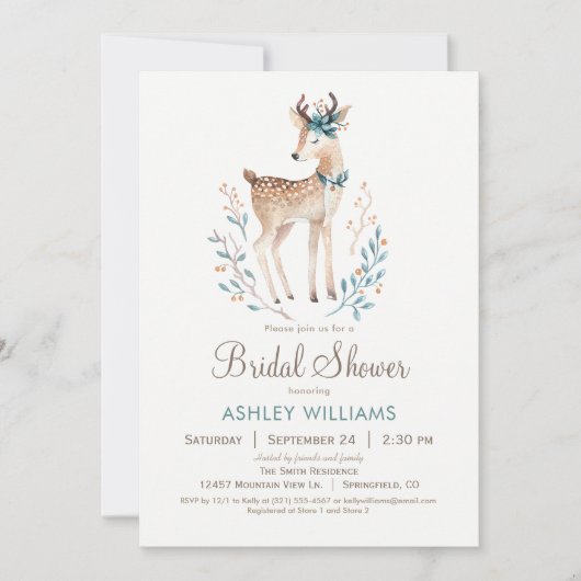 Invitation à la douche nuptiale de cerfs de bois (Devant)