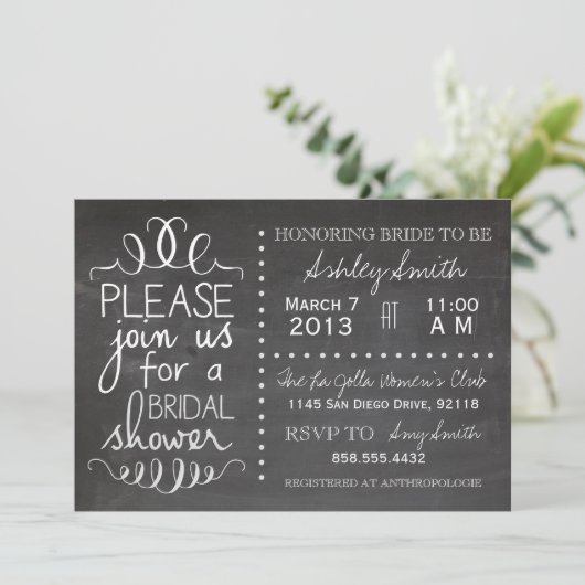 Invitation à la douche nuptiale de Chalkboard (Debout devant)