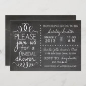 Invitation à la douche nuptiale de Chalkboard (Devant / Derrière)