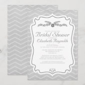 Invitation à la douche nuptiale de Chevron Argent (Devant / Derrière)