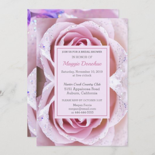 Invitation à la douche nuptiale de Chic Rose (Devant / Derrière)